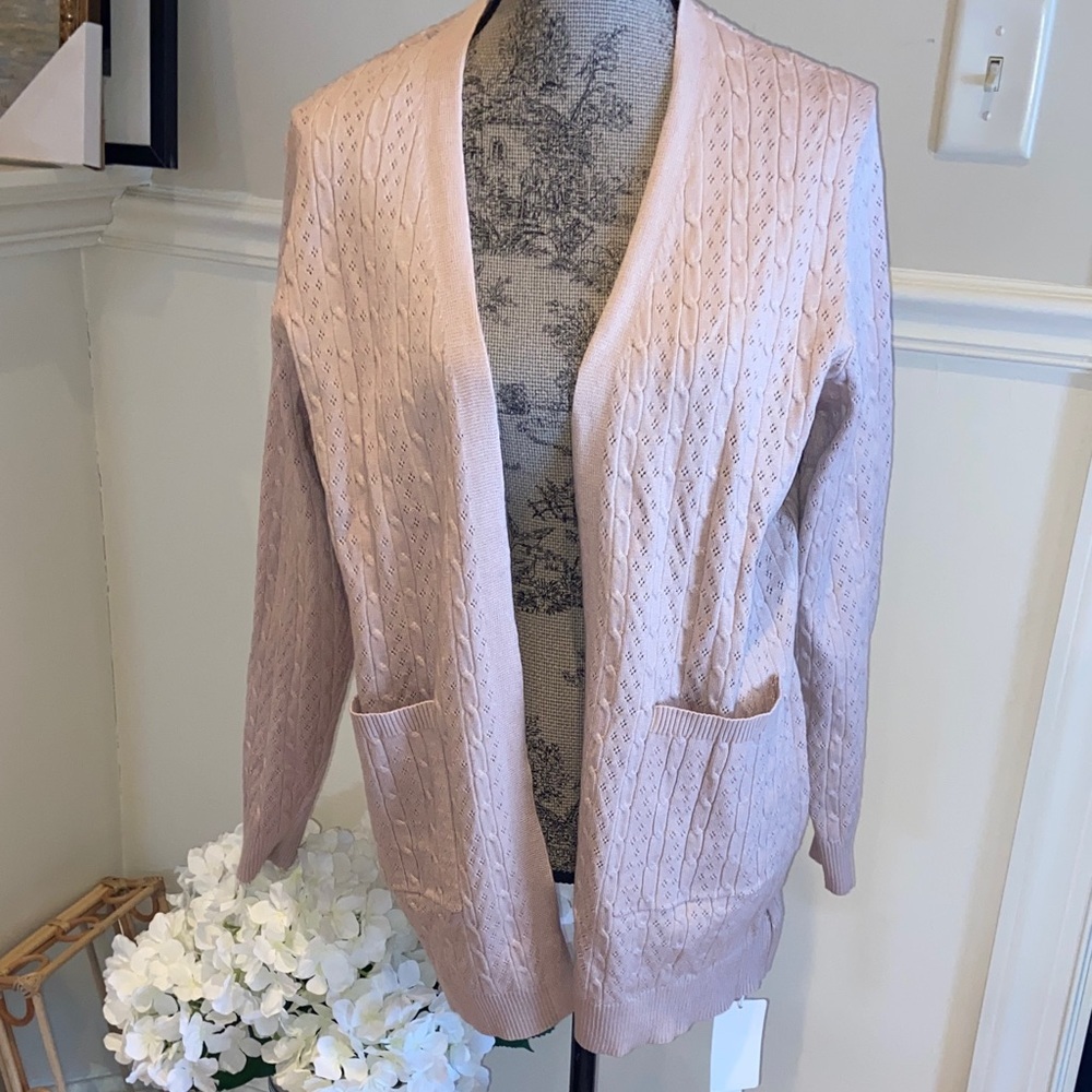 Open front cable knit cardigan pockets new 🆕